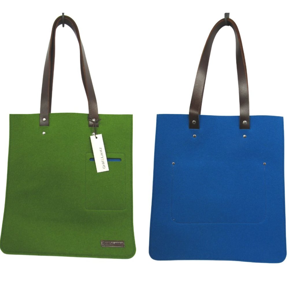 Graf & Lantz Merino Wool Two-Tone Handbag blue/green - NWT RARE, from 2014